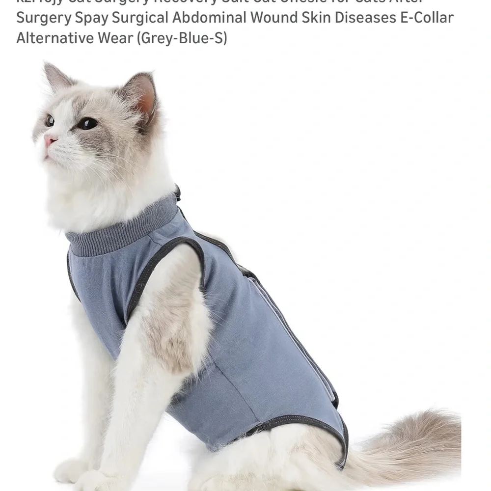 Cat Size Small- Gray-Blue Surgical Recovery Suit